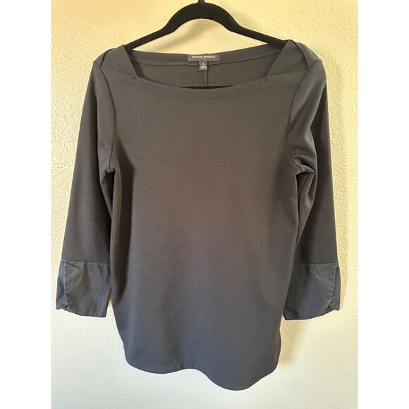 Banana Republic womens Black 3/4 Sleeve‎ Top S Polyester/Viscose Blend - Picture 2 of 6